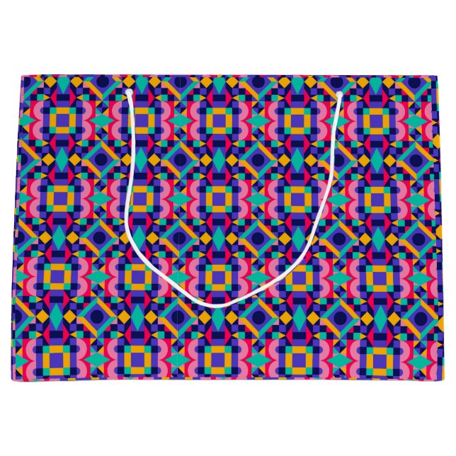 A colourful gift bag with a vibrant geometric  (Front)