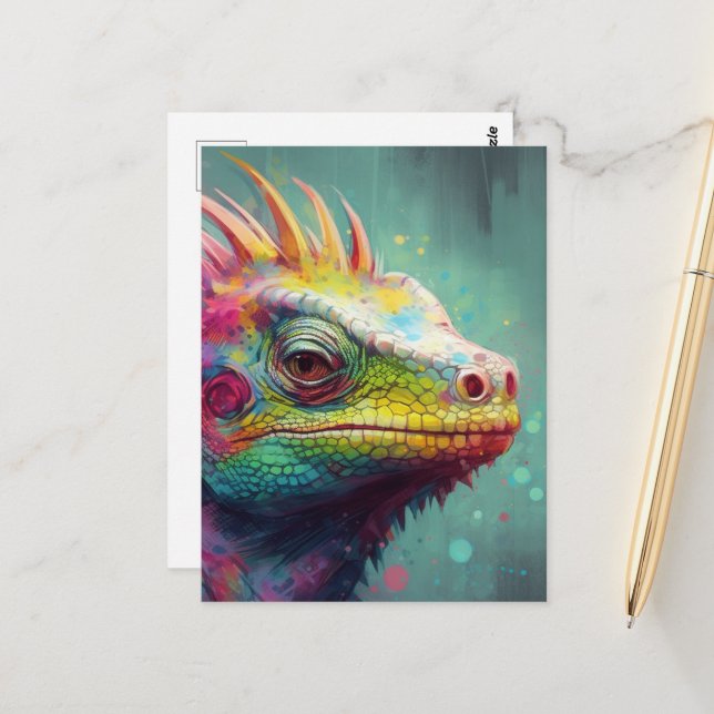 A Colourful Lizard Postcard (Front/Back In Situ)