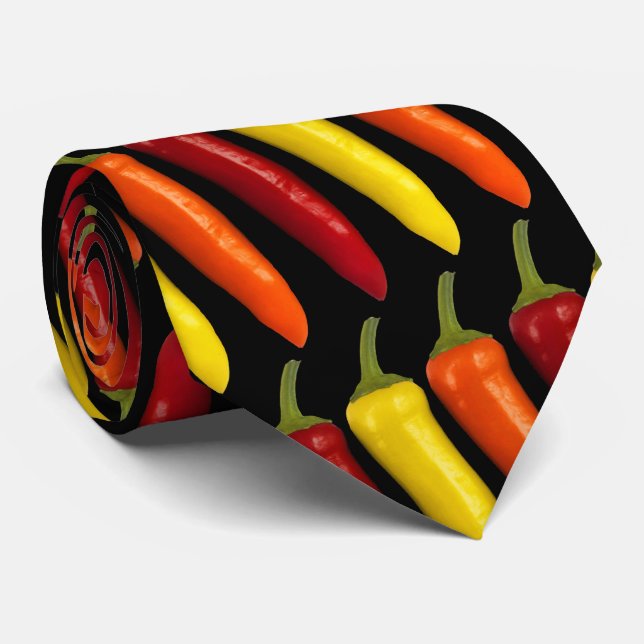 A Colourful Medley of Banana Peppers Tie (Rolled)