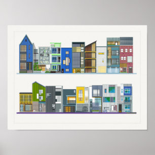A Colourful Modern Contemporary Design Row Houses Poster
