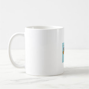 a colourful picture of a hot air balloon festival coffee mug