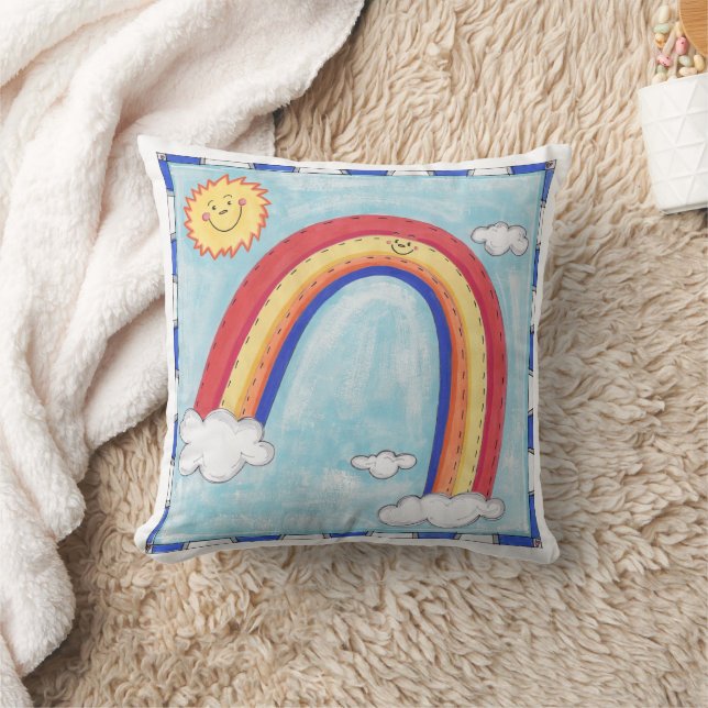 A Colourful Rainbow Cushion (Blanket)
