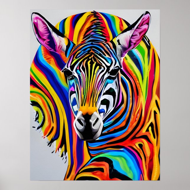 A colourful rainbow zebra poster (Front)