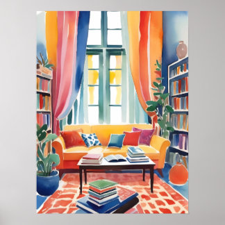 A Colourful Reading Nook Matisse Style Poster