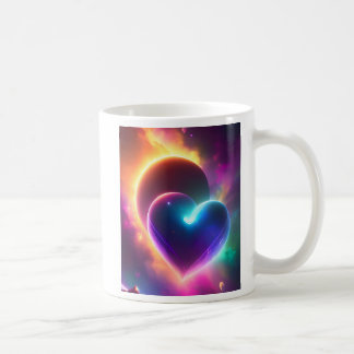 A colourful romantic heart in space. AI  Coffee Mug