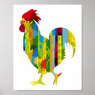 A colourful rooster poster