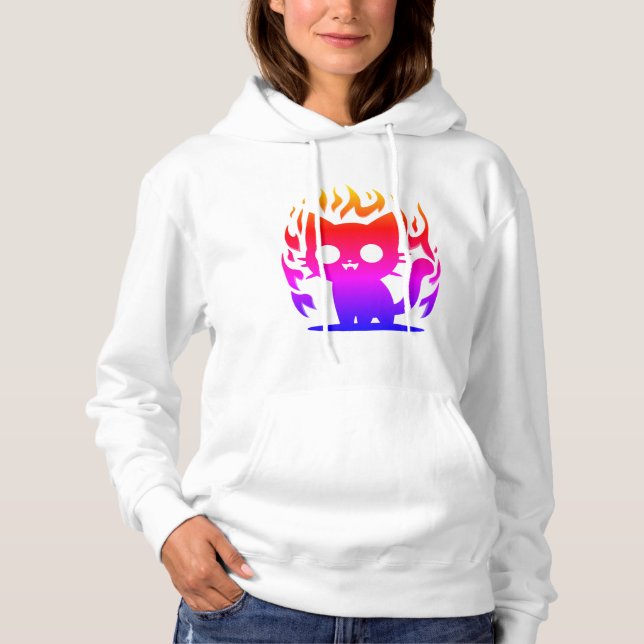 a colourful silhouette cat meme hoodie (Front)