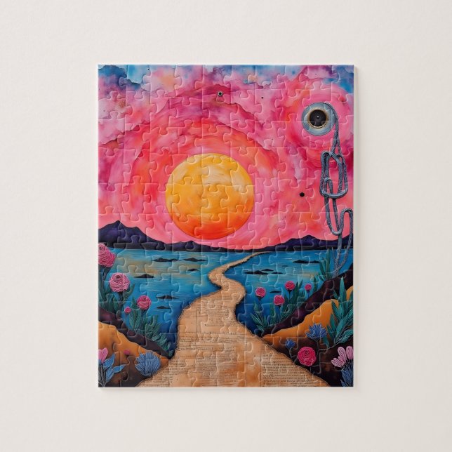 A Colourful Surreal Landscape Mixed Media Jigsaw Puzzle (Vertical)