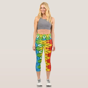 A colourful trendy fabric zigzag pattern  capri leggings