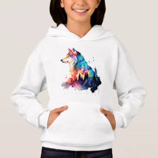 A Colourful Wolf Head Amidst the Forest