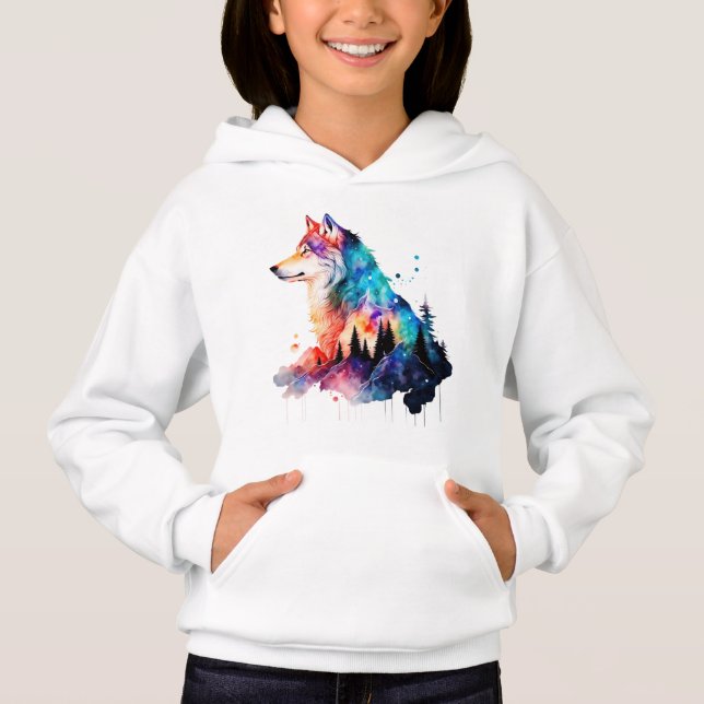 A Colourful Wolf Head Amidst the Forest (Front)