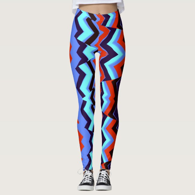 A colourful zigzag pattern "Ratti_Creative_Arts" L Leggings (Front)