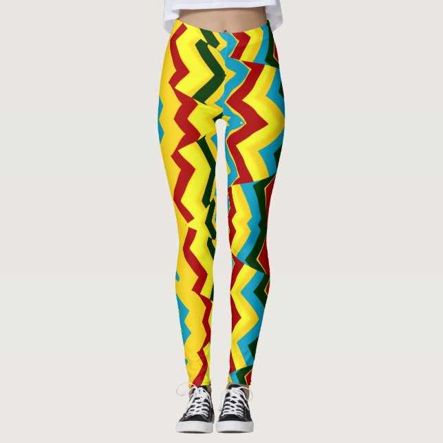 A colourful zigzag pattern "Ratti_Creative_Arts" Leggings (Front)