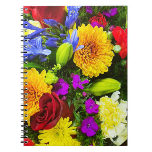 A colourfully floral designed notebook