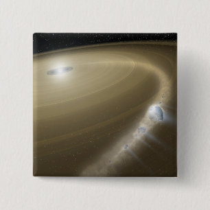 A comet being torn to shreds around a dead star 15 cm square badge
