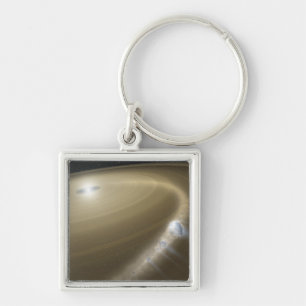 A comet being torn to shreds around a dead star key ring