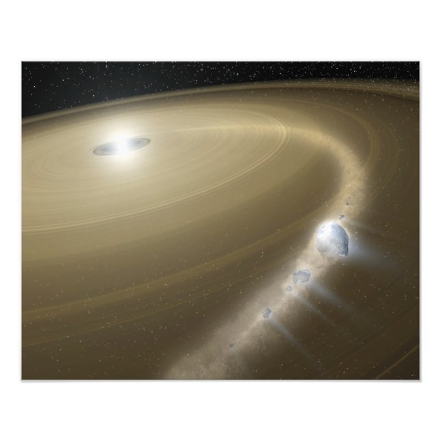 A comet being torn to shreds around a dead star photo print (Front)