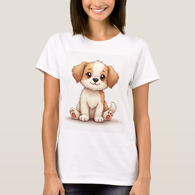 a comfortable T-shirt with a picture of a dog (Front)
