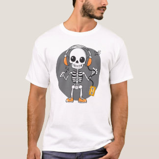 A comic skeleton listening to straight music T-Shirt