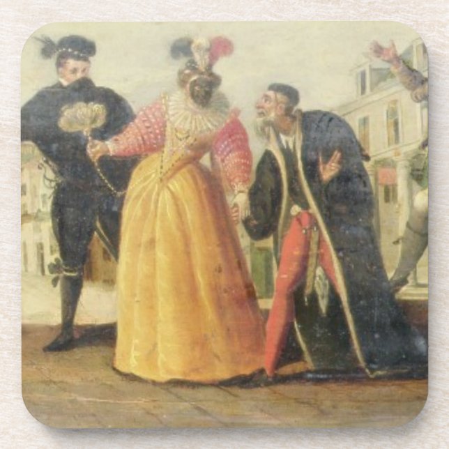 A Commedia Dell'Arte Troupe Before a Renaissance T Coaster (Front)