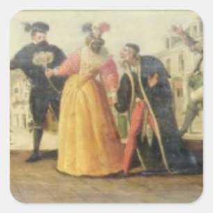 A Commedia Dell'Arte Troupe Before a Renaissance T Square Sticker