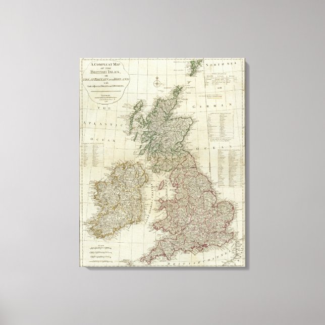 A complete map of the British Isles Canvas Print (Front)