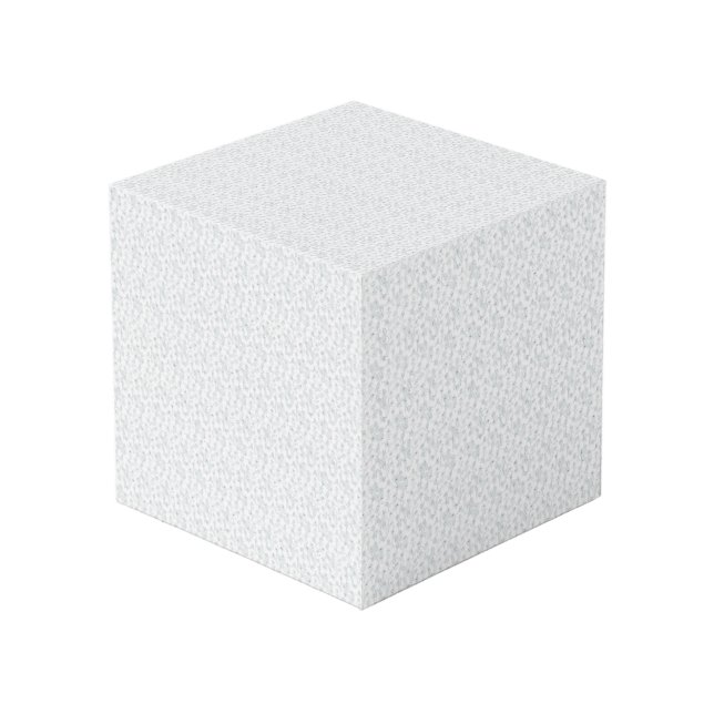 A completely white, featureless surface fills the  cube (Front Angled)