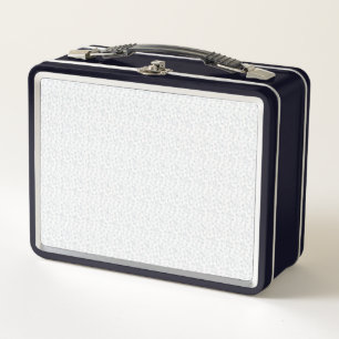 A completely white, featureless surface fills the metal lunch box