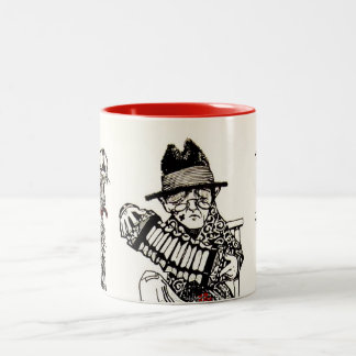A Concert Party with Dog Crow Old Man Accordion Two-Tone Coffee Mug