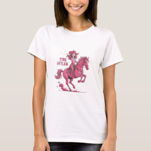 A confident cowgirl riding a spirited horse T-Shirt