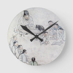 A Confucian Classroom (Sodang) (colour print) Round Clock