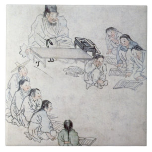 A Confucian Classroom (Sodang) (colour print) Tile