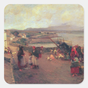 A Connemara Village - The Way To The Harbour, 1898 Square Sticker