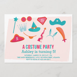 A Constume Party Girl's Birthday party invitation