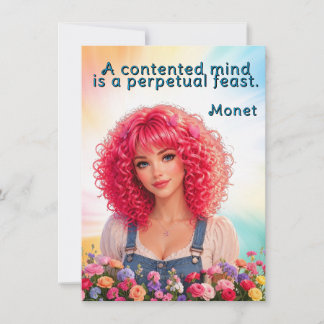 A contented mind is perpetual feast Monet Quote Card