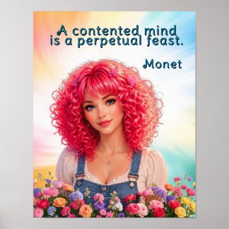 A contented mind is perpetual feast Monet Quote Poster
