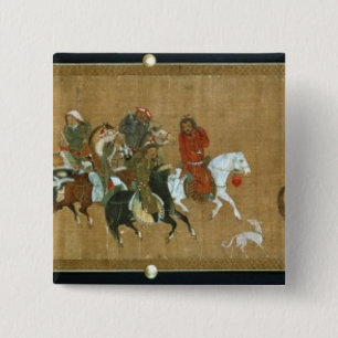 A convoy of Mongols, Chinese, 14th century 15 Cm Square Badge