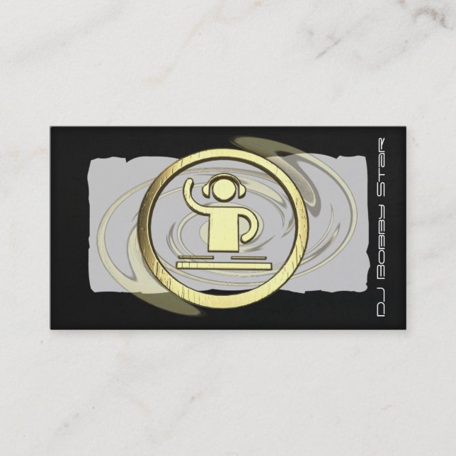A cool 3D gold DJ logo business card (Front)