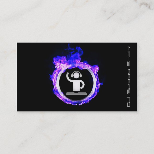 A cool blue flame DJ business card (Front)