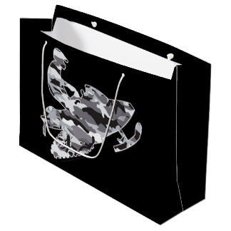 A Cool Camouflage Snowmobiler in Greys Large Gift Bag