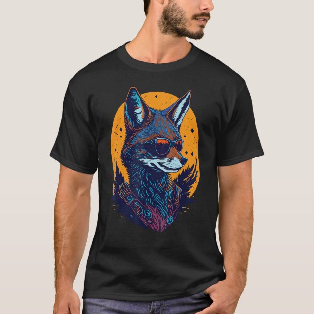 A Cool Canine in Shades Retro Graphic  Cute Coyott T-Shirt (Front)