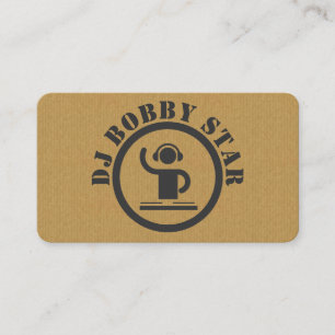 A cool cardboard round DJ icon business card