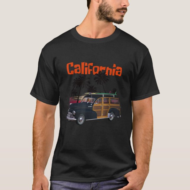 A cool classic woody style California surf wagon   T-Shirt (Front)