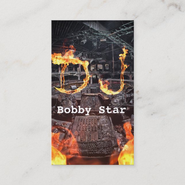A cool DJ burned club flames initial business card (Front)
