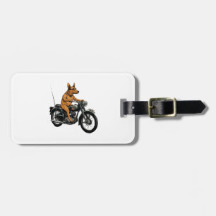 A Cool Dog Riding a Motorcycle Luggage Tag