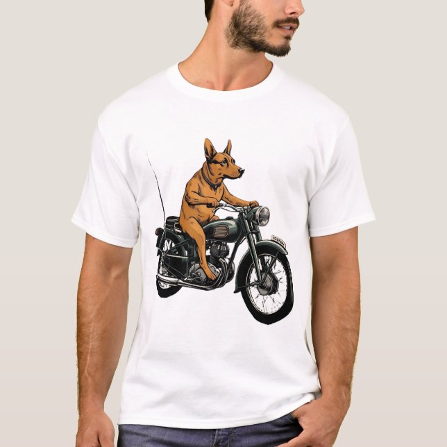 A Cool Dog Riding a Motorcycle T-Shirt (Front)