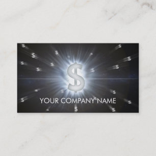 A cool glowing dollar sign space business card