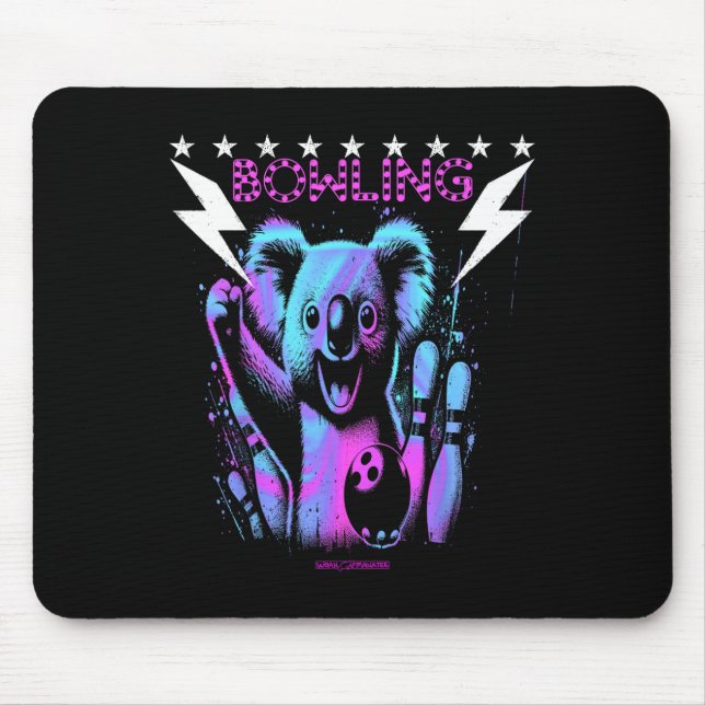 A Cool Koala Bear Bowling With Lightning Strike  Mouse Mat (Front)