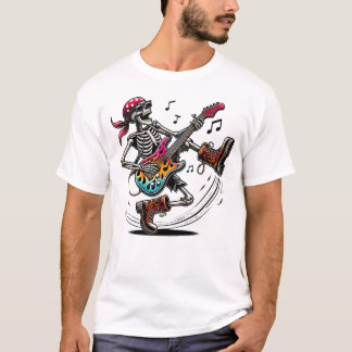 A cool rock star skeleton T-Shirt