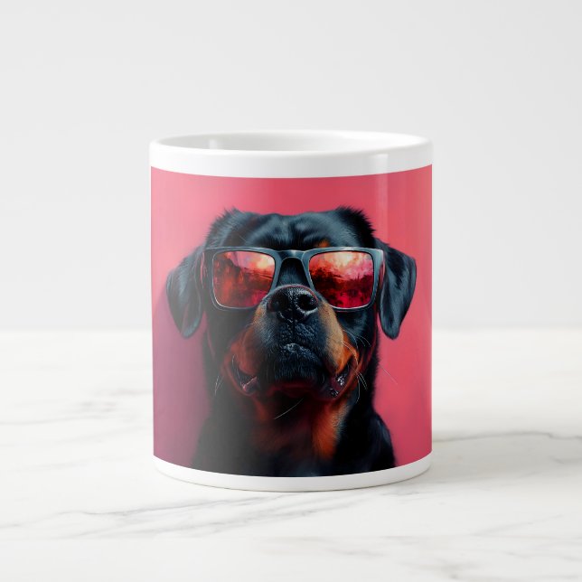 A cool rottweiler with sunglasses large coffee mug (Front)